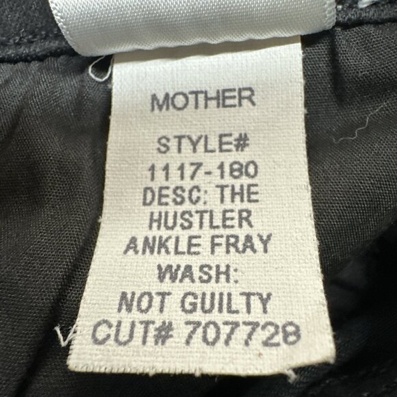 Mother Jeans 27 Black The Hustler Ankle Fray Not Guilty Stretch Denim Hi Rise - Picture 15 of 16